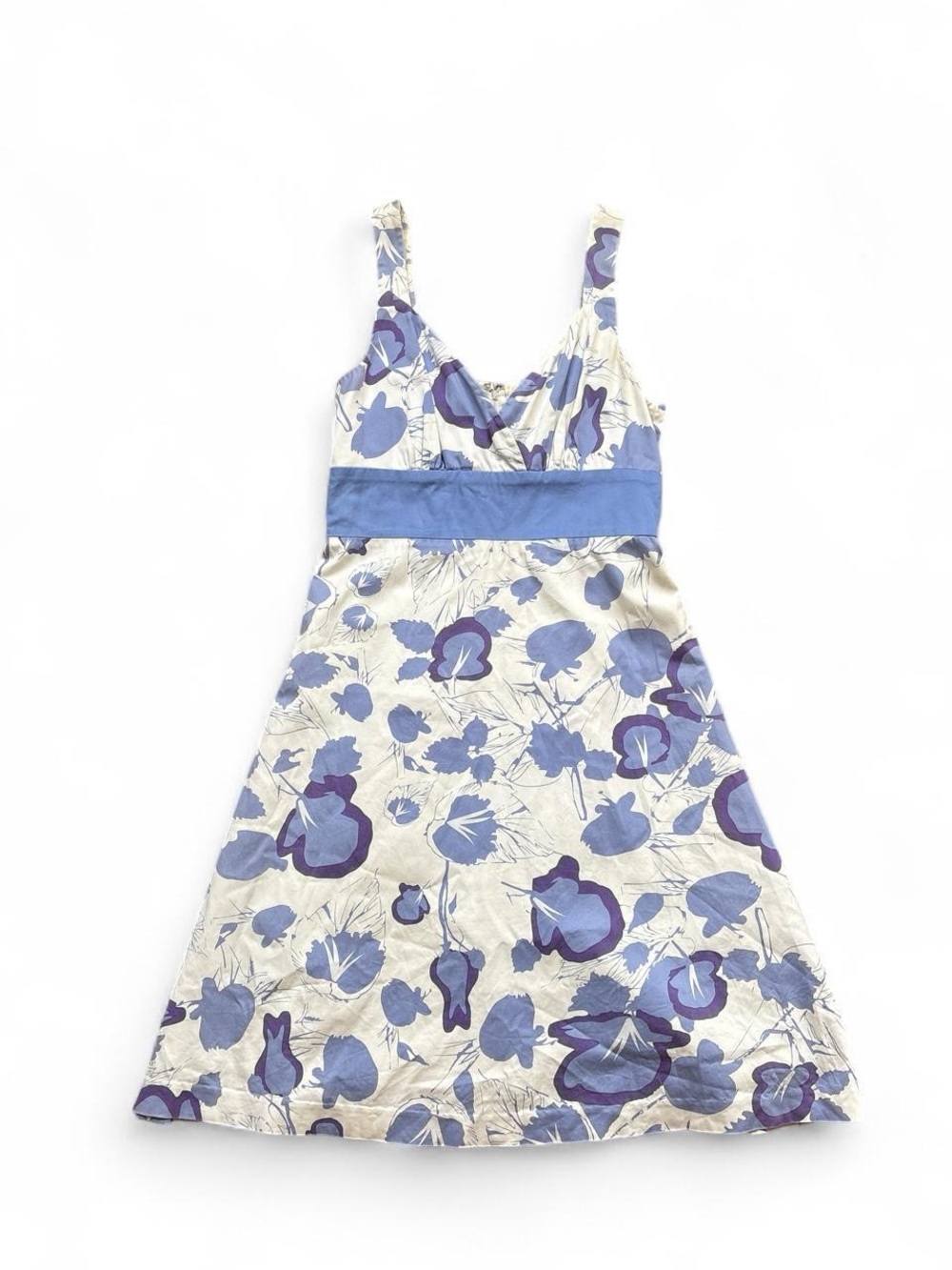 Vintage Y2K RW&CO Floral Cotton Sundress // Blue Purple Empire Waist Dress 4